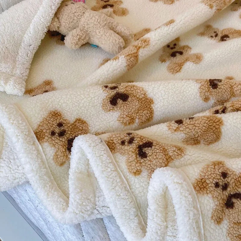 Fluffy Teddy Bear Muster Wurfdecke