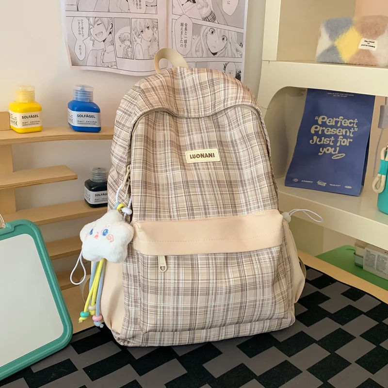 Chic Kariert Lässig Rucksack Karnz