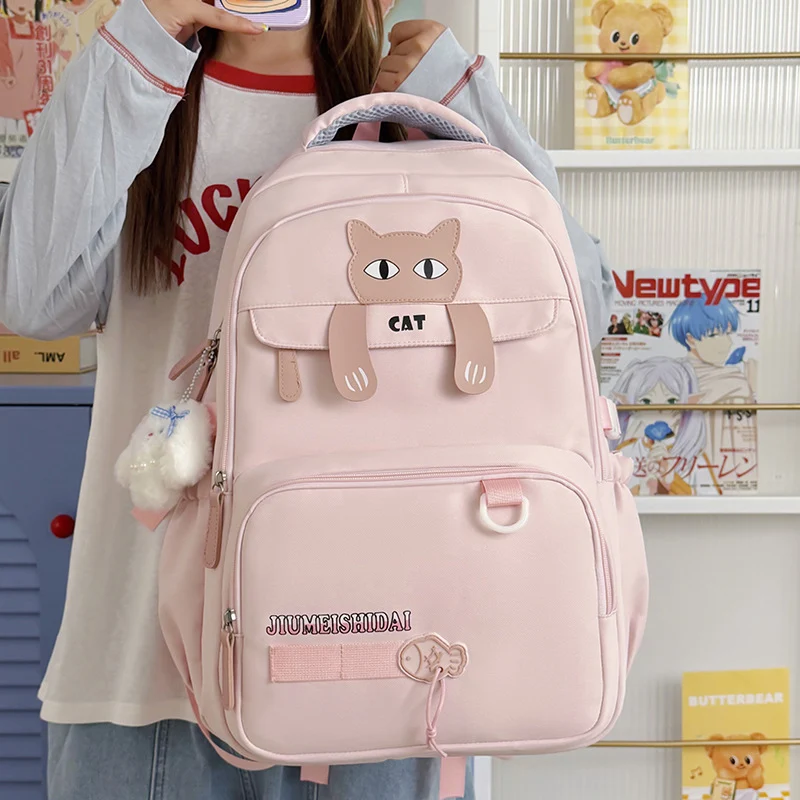 Verspielter katzenmotivierter Schulrucksack Karnz