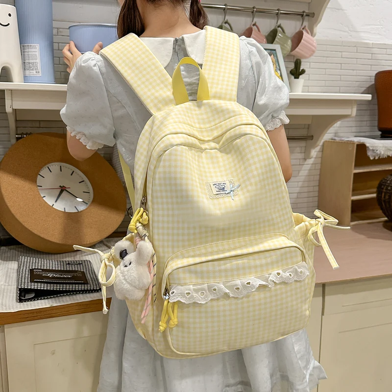 Lässiger Vintage Gingham Print Rucksack Karnz