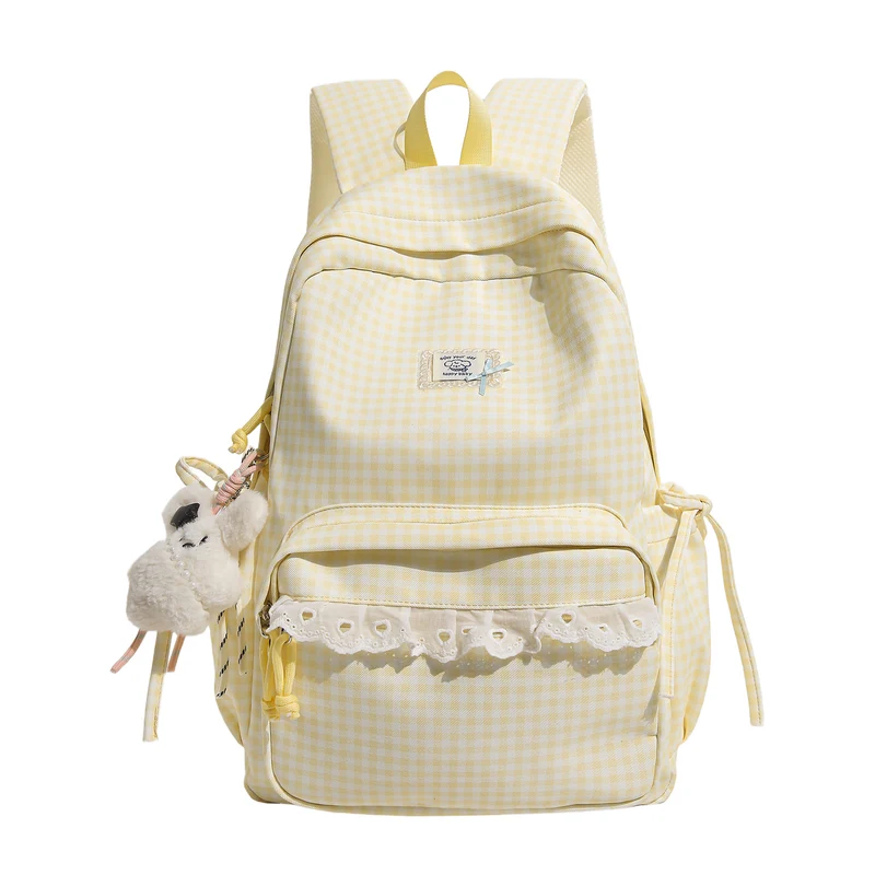 Lässiger Vintage Gingham Print Rucksack Karnz