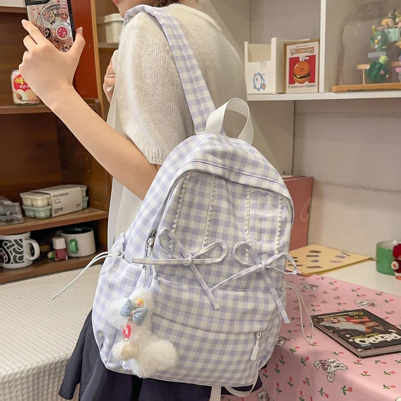 Stylische Vichykaro Muster Schulranzen Karnz