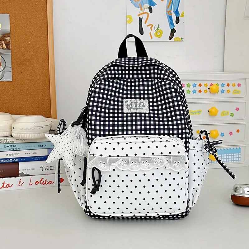 Stilvolle Gingham-Muster-Rucksack Karnz