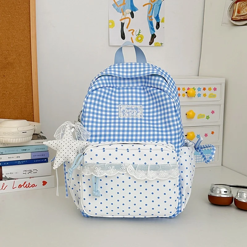 Stilvolle Gingham-Muster-Rucksack Karnz