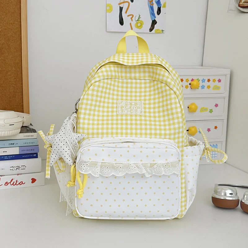 Stilvolle Gingham-Muster-Rucksack Karnz