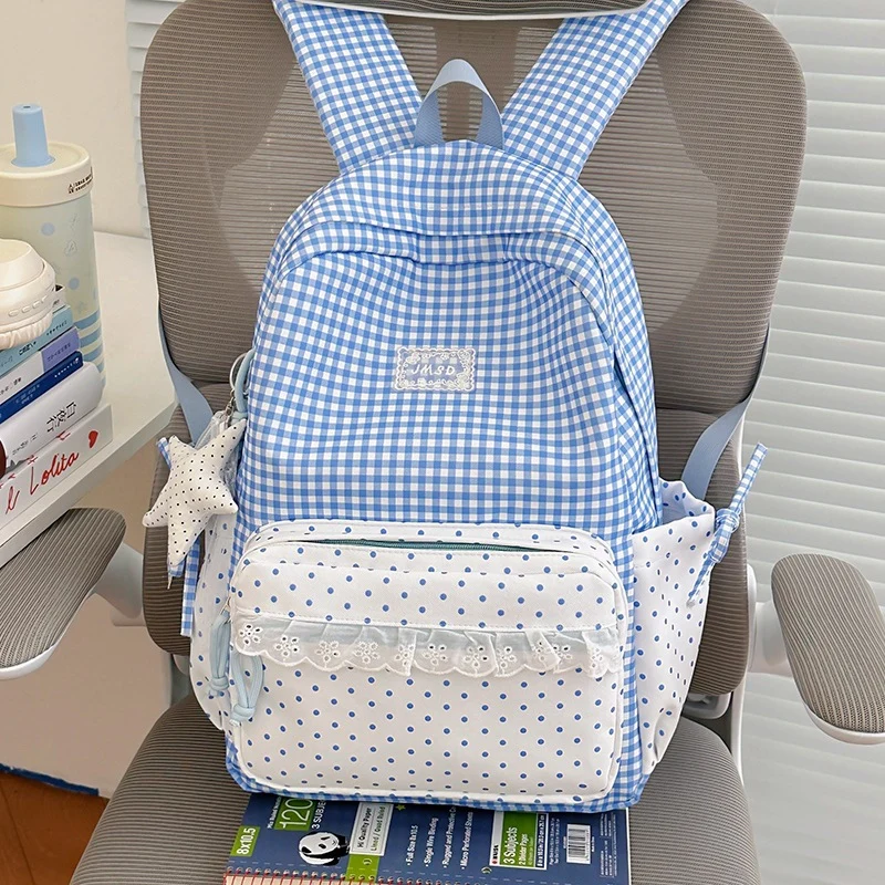 Stilvolle Gingham-Muster-Rucksack Karnz