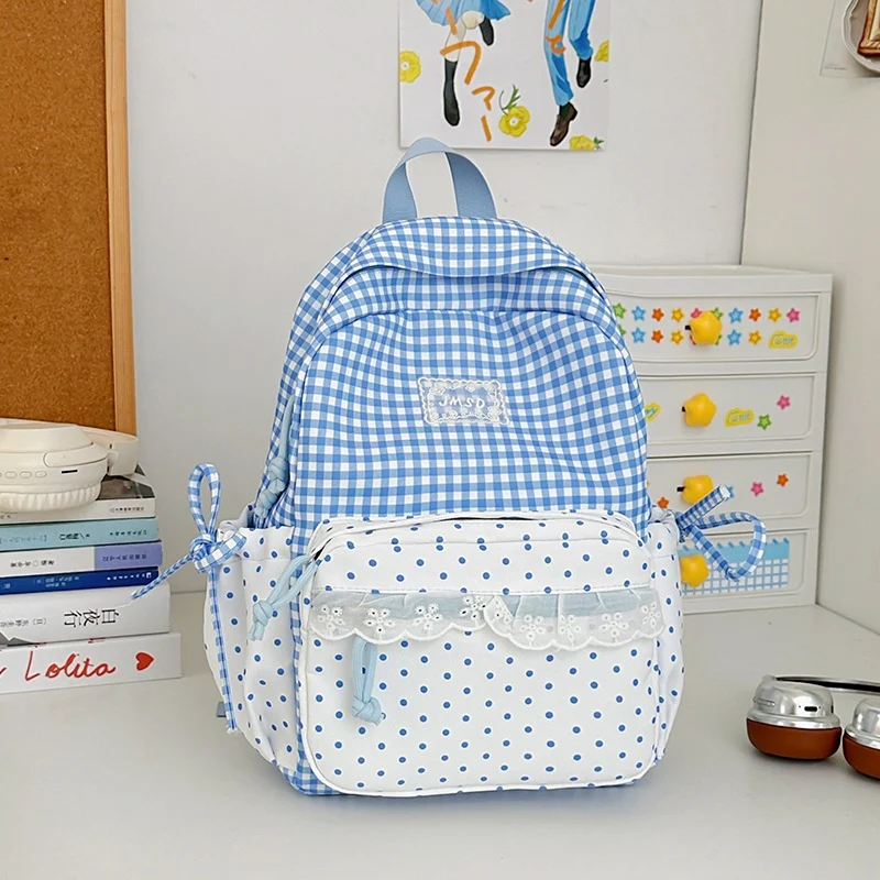 Stilvolle Gingham-Muster-Rucksack Karnz