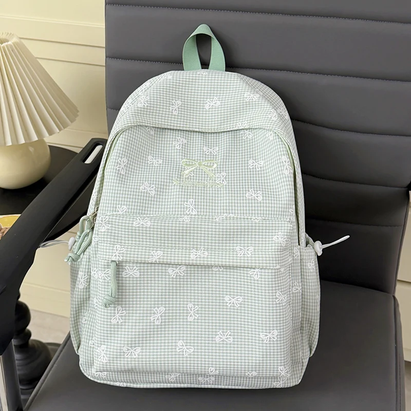 Charmanter Rucksack mit Schleifenverzierung im Gingham-Muster Karnz