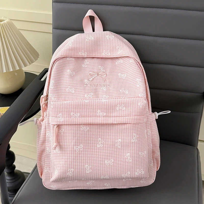 Charmanter Rucksack mit Schleifenverzierung im Gingham-Muster Karnz
