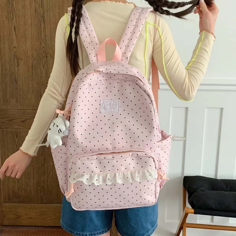 Verspieltes Pünktchenmuster Schulrucksack Karnz