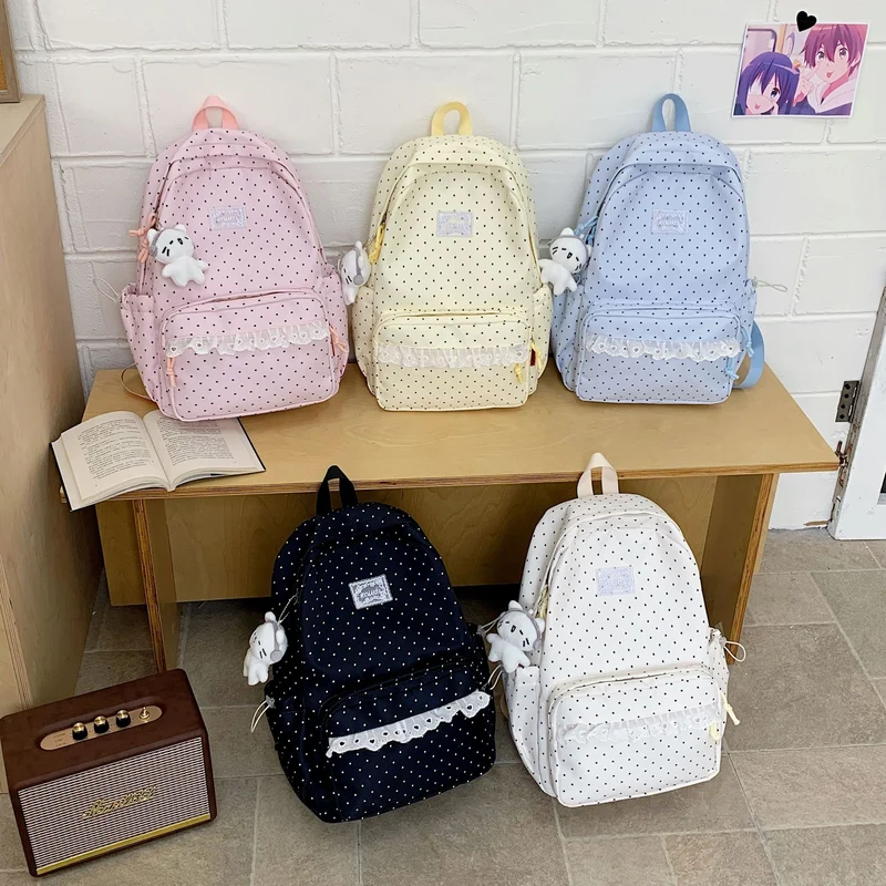 Verspieltes Pünktchenmuster Schulrucksack Karnz