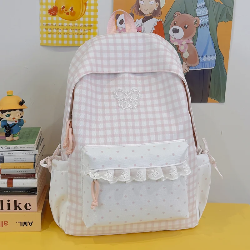 Spaß Gingham-Muster Rucksack Karnz