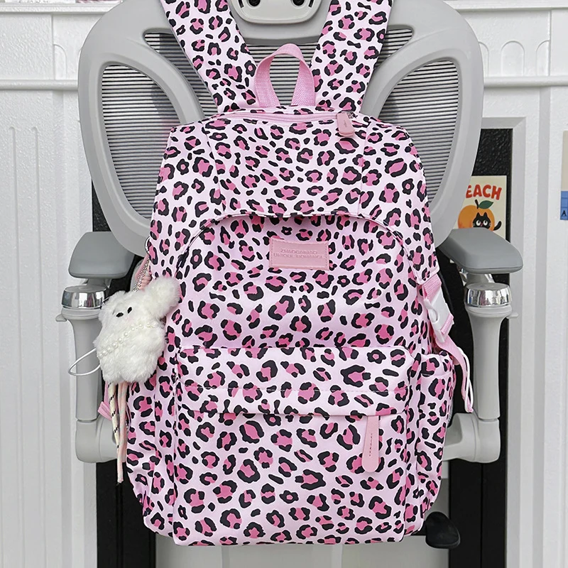 Verspielter Leopardenmuster Schulrucksack Karnz
