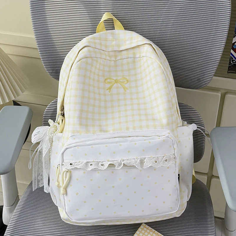 Verspielter Gingham Druck Schulrucksack Karnz