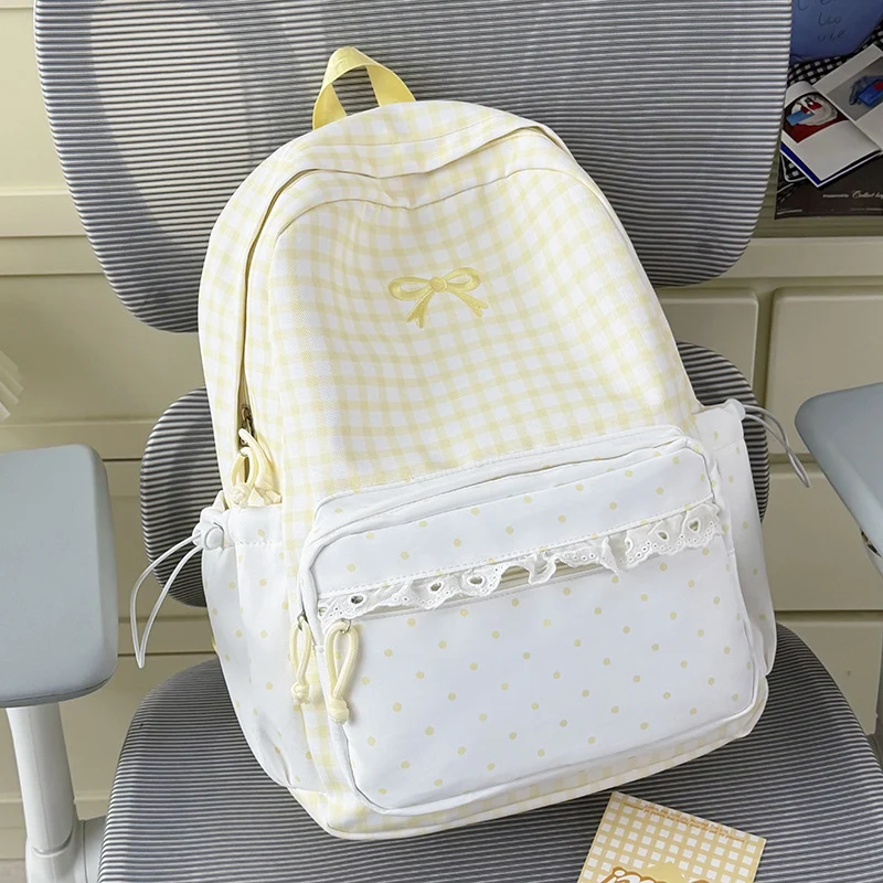 Verspielter Gingham Druck Schulrucksack Karnz