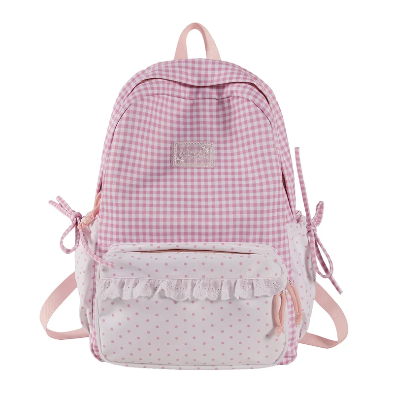 Verspielt Gingham- und Polka-Dot-Rucksack Karnz