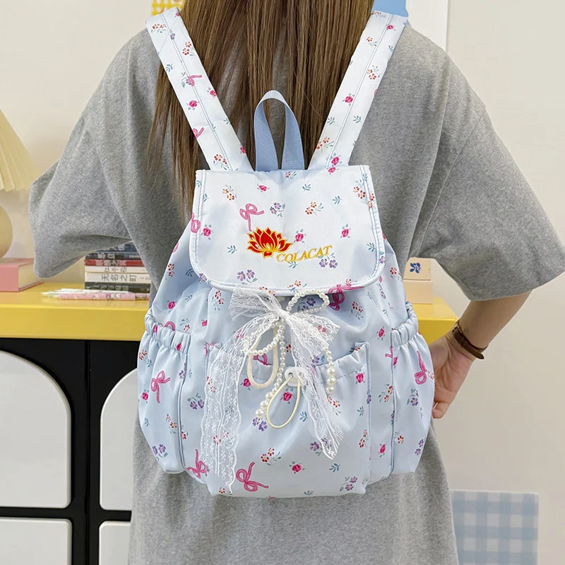 Blumenverzierte Drawstring-Rucksack Karnz