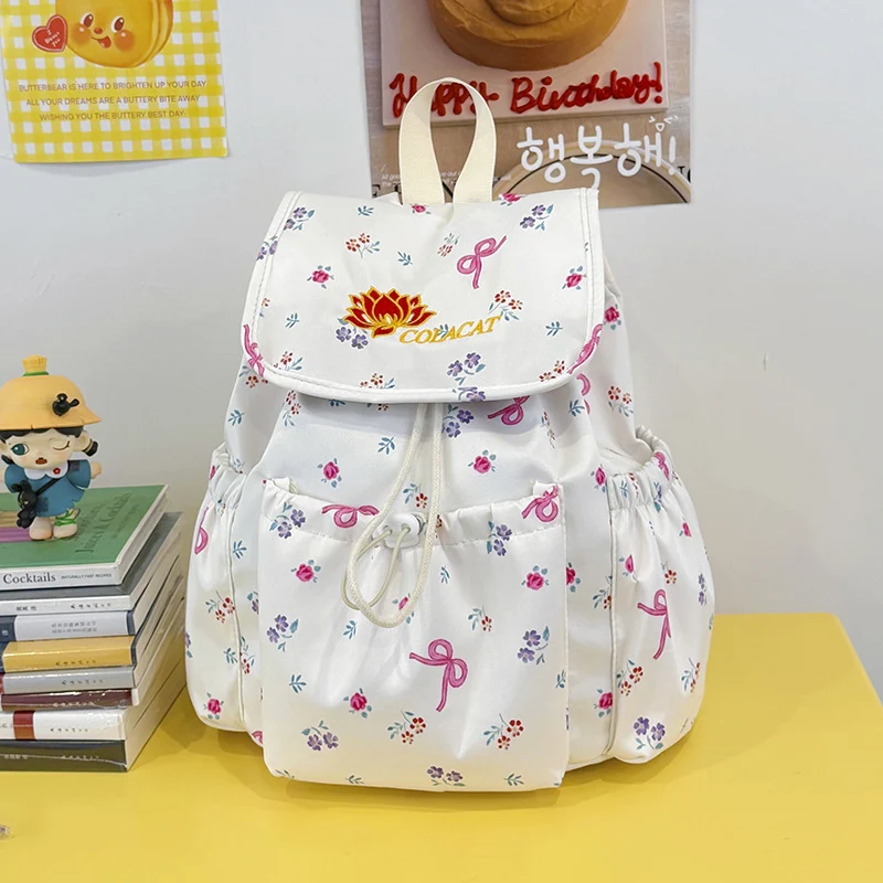 Blumenverzierte Drawstring-Rucksack Karnz
