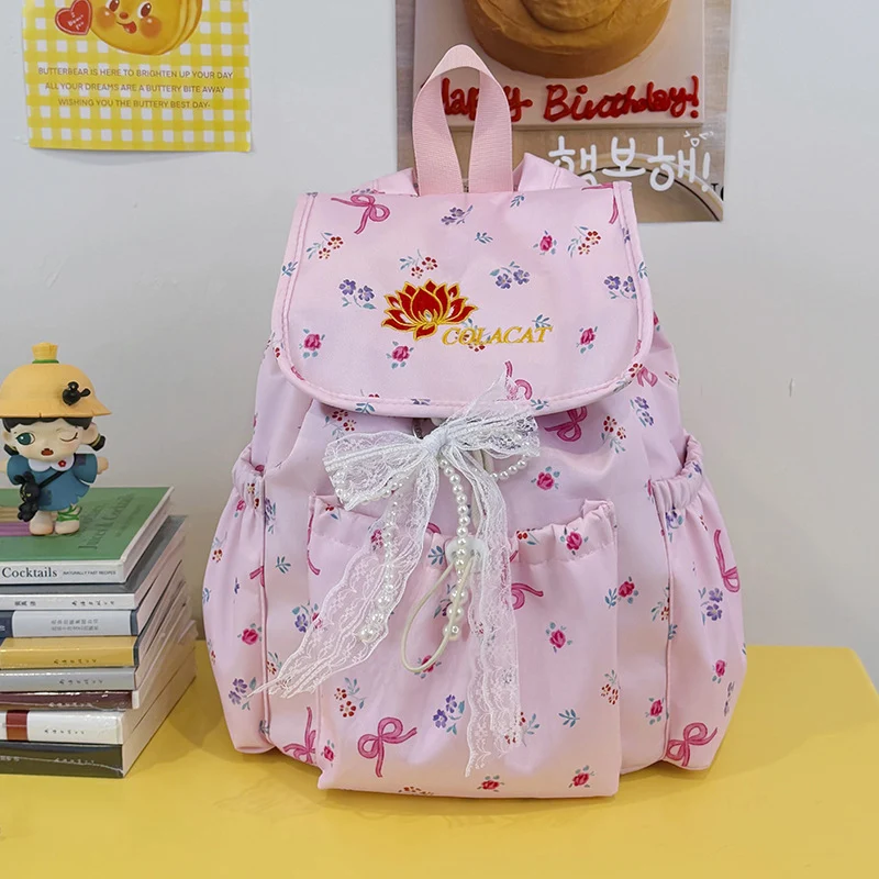 Blumenverzierte Drawstring-Rucksack Karnz
