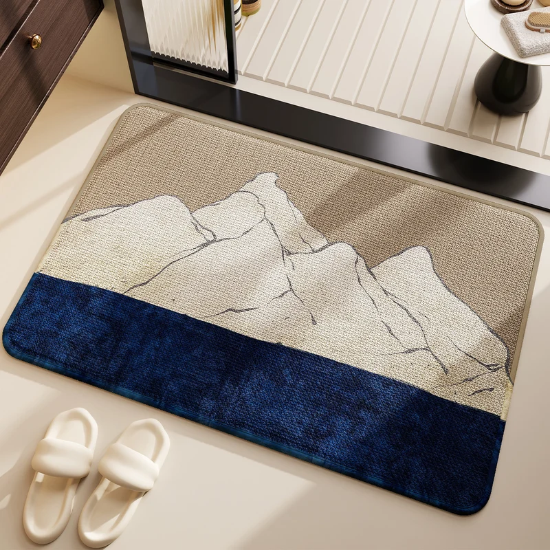 Badezimmerteppich mit Berglandschaft für Badezimmerdekoration