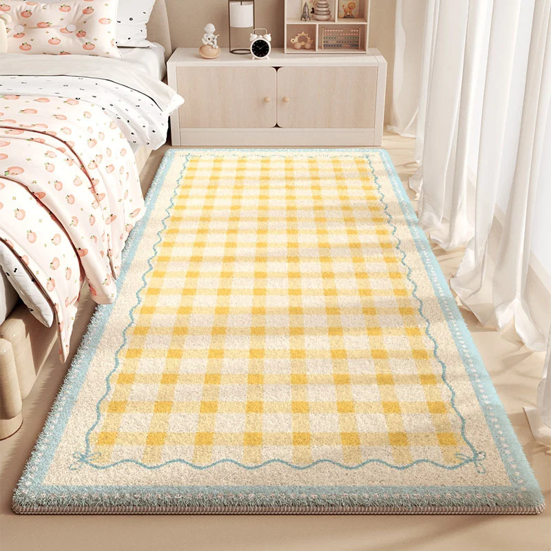 Gemütlicher Gingham-Muster-Teppich für die Wohnkultur