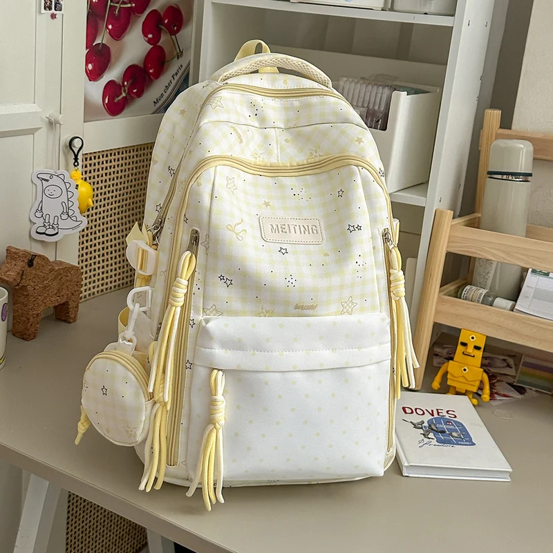 Dekorativer Rucksack mit Karos und Sternenmuster Karnz