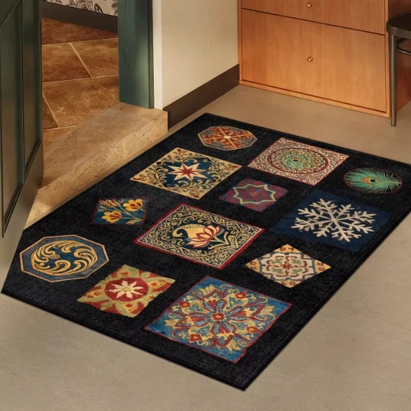 Künstlerischer Patchwork-Teppich für die Wohnkultur