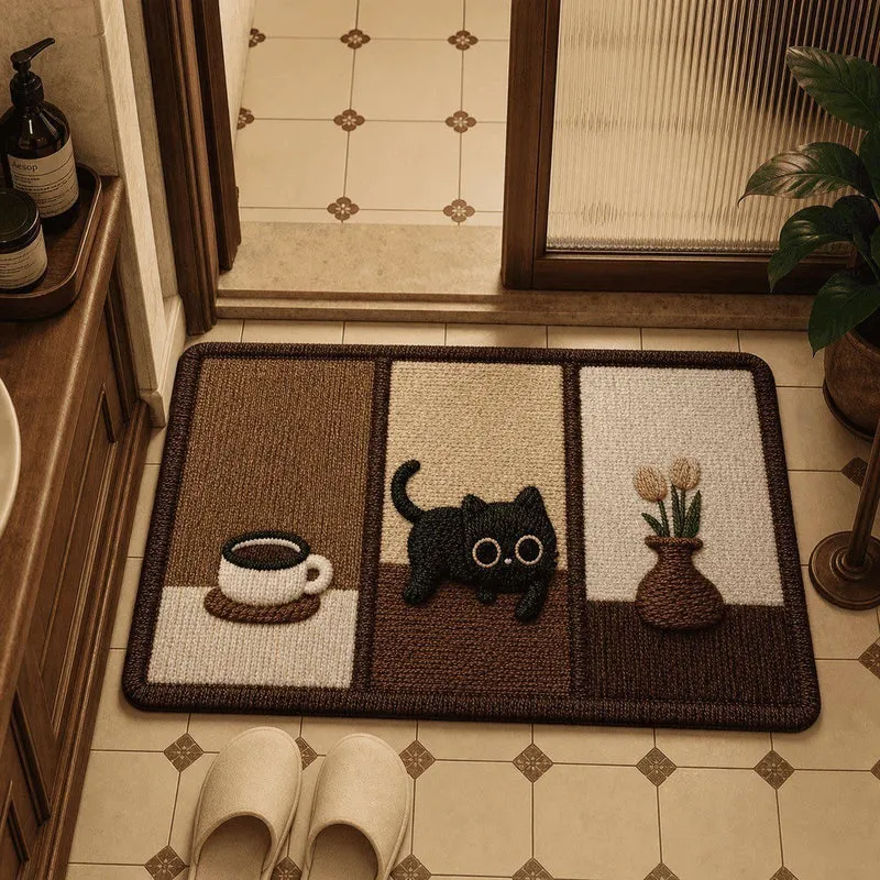 Künstlerische katzenmotivierte Eingangsmatte für den Hauseingang
