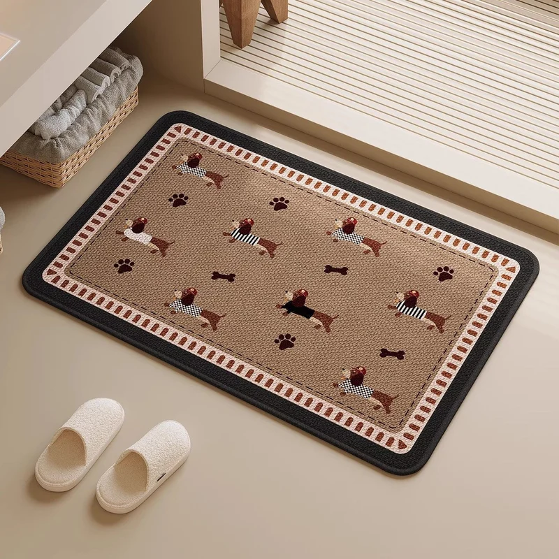 Dekorativer Badteppich mit verspieltem Hundedesign