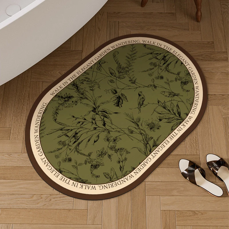 Oval Botanische Fußmatte für die Wohnkultur