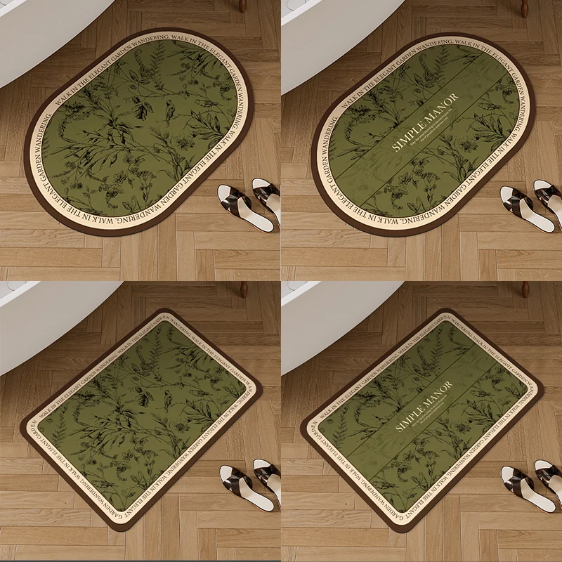 Oval Botanische Fußmatte für die Wohnkultur