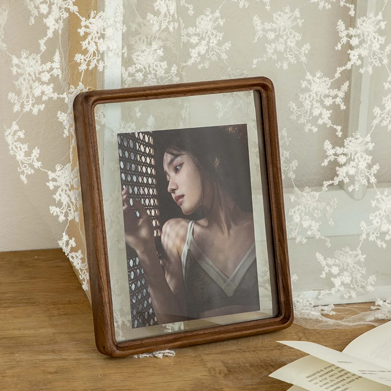 Vintage Glas und Holz Bilderrahmen