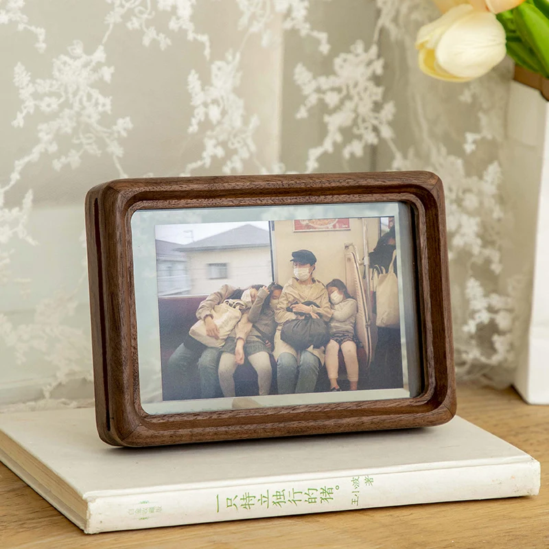 Vintage Glas und Holz Bilderrahmen
