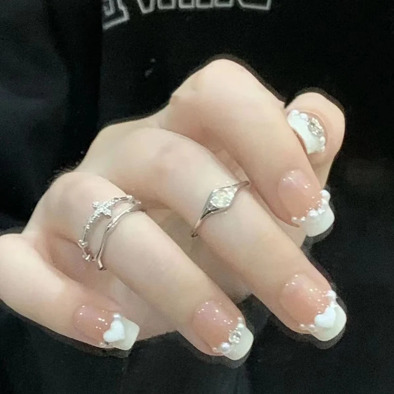 Kristallverzierte Press-On-Nagelset