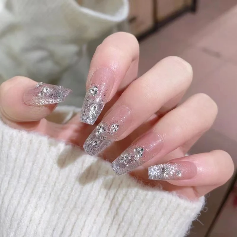 Glamouröse Strass Glitzer Press-On Nägel