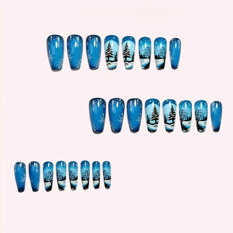 Künstlerische Winterlandschaft Nail Art