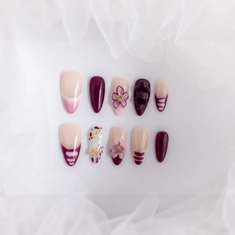 Blumenmotiv Press-On Nagelkunst