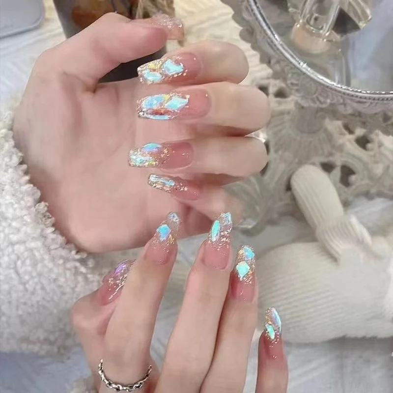 Künstlerisches glitzerndes Press-On-Nagelset