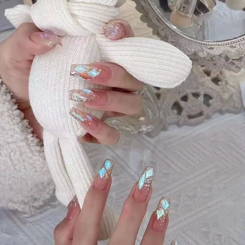 Künstlerisches glitzerndes Press-On-Nagelset