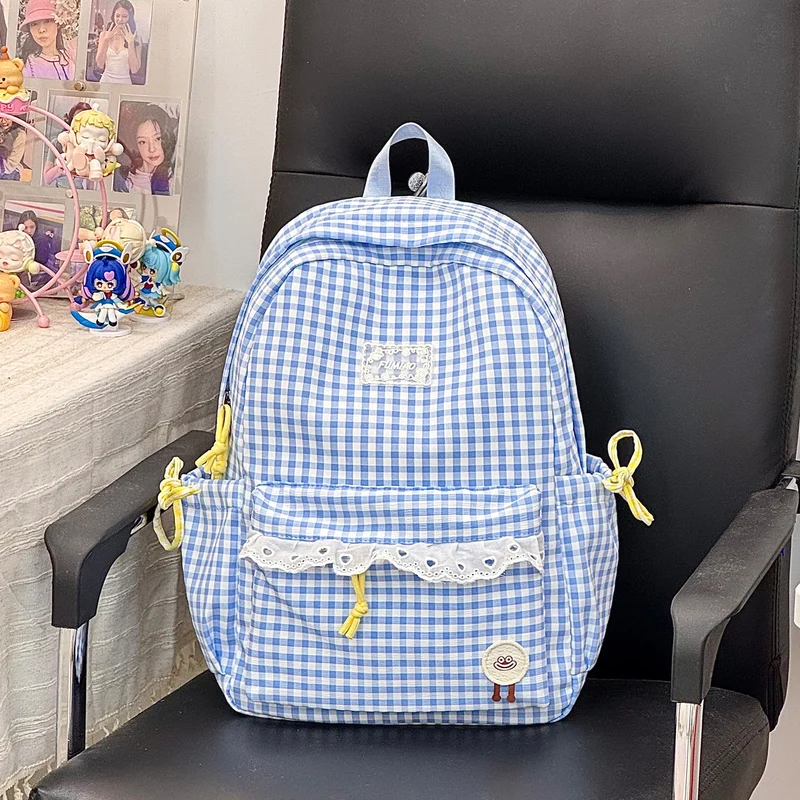 Süßer Gingham-Druck Schulranzen Karnz