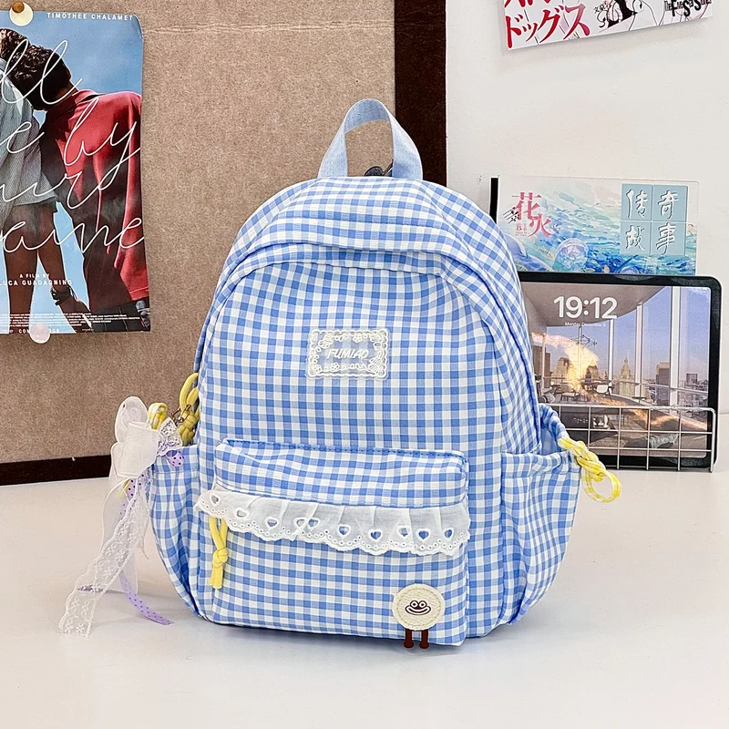 Süßer Gingham-Druck Schulranzen Karnz