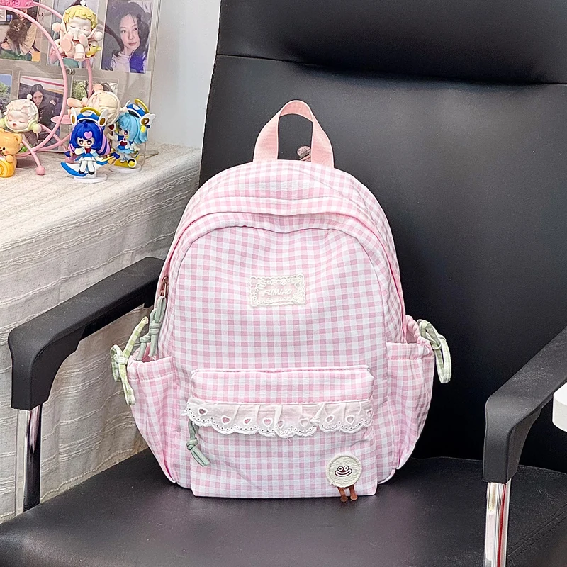 Süßer Gingham-Druck Schulranzen Karnz
