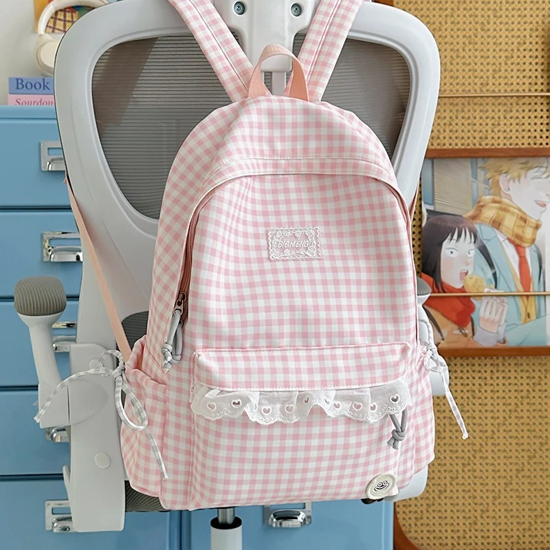 Süßer Gingham-Print-Rucksack Karnz
