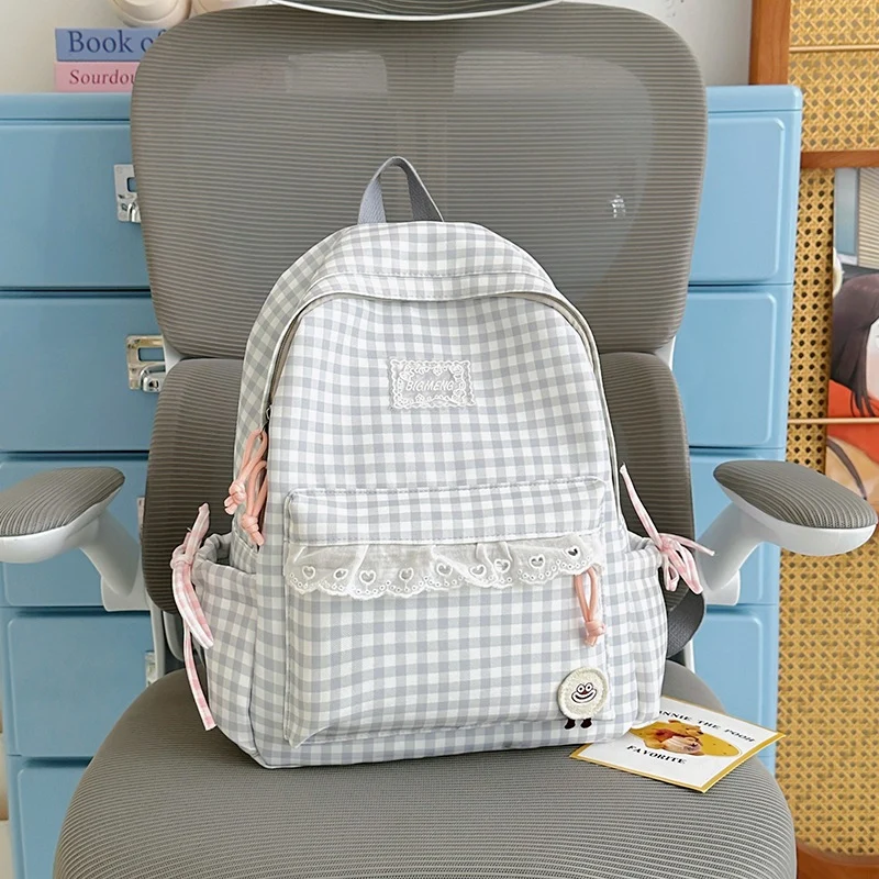 Süßer Gingham-Print-Rucksack Karnz