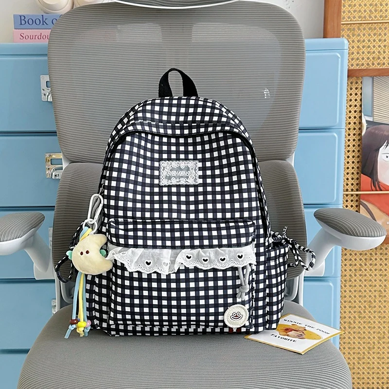 Süßer Gingham-Print-Rucksack Karnz