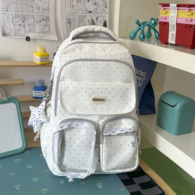 Niedlicher dekorativer gepunkteter Schulrucksack Karnz