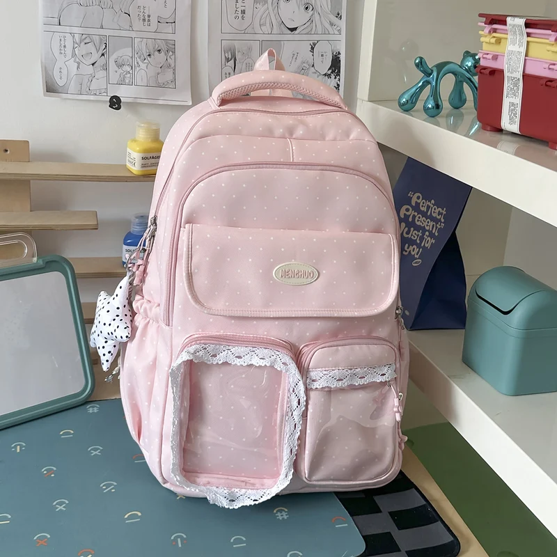Niedlicher dekorativer gepunkteter Schulrucksack Karnz