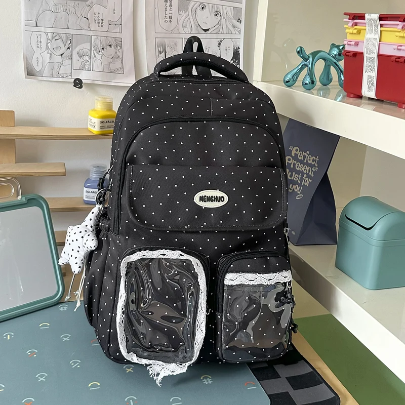 Niedlicher dekorativer gepunkteter Schulrucksack Karnz