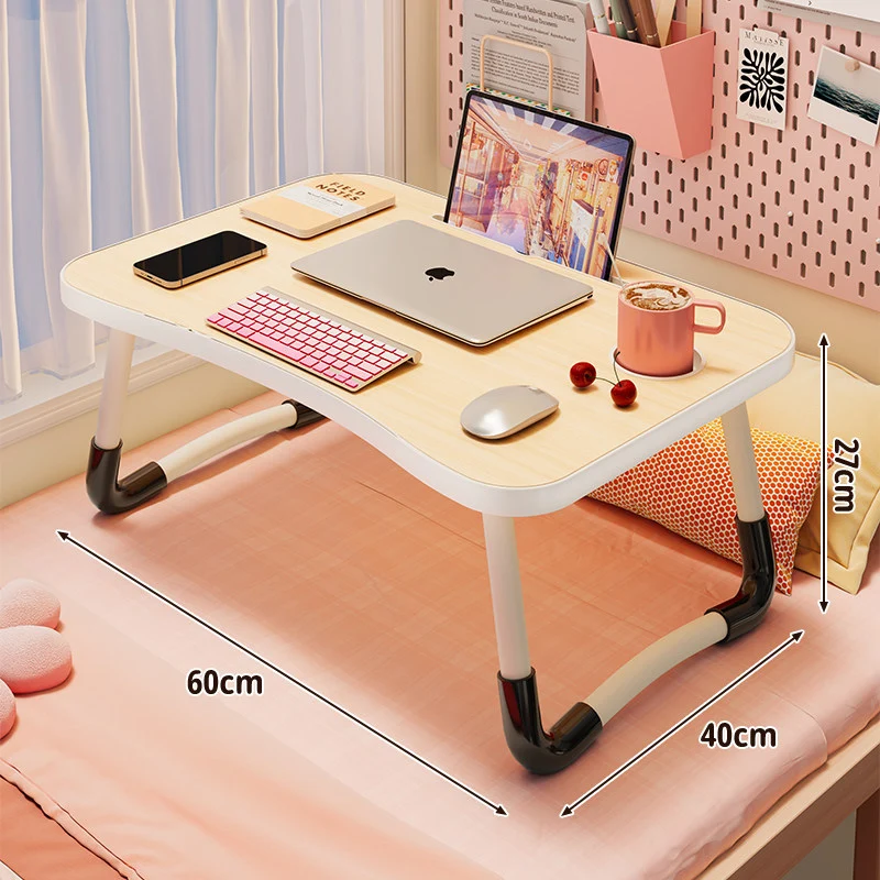 Faltbarer tragbarer Bett-Laptop-Tisch mit rundem MDF-Oberteil und verriegelbaren Klappbeinen