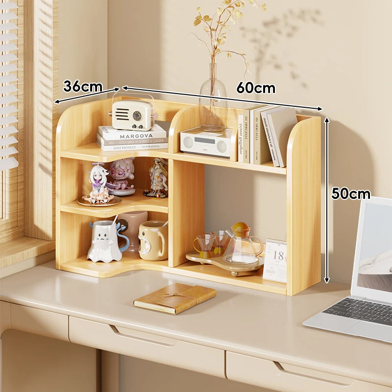 Multifunktionale Desktop-Regalorganisator mit erhöhtem Rücken und offenen Fächern